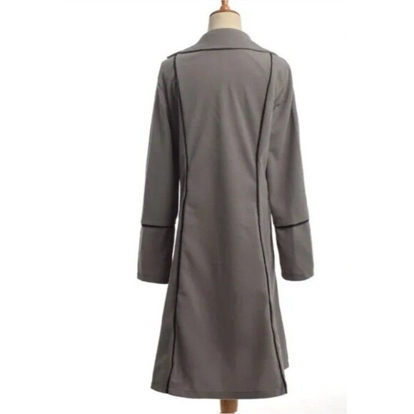 Women's Medieval/Gothic Steampunk Pirate Trench Coat Jacket Size XL Gray Lace - Picture 10 of 14